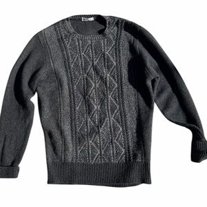 Inis Meain Merino Wool Cashmere Crewneck Sweater Charcoal Gray Made in Ireland